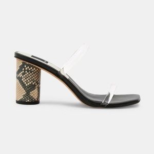 Dolce Vita 🖤 black snake print & crystal clear strap Noles sandal block heel